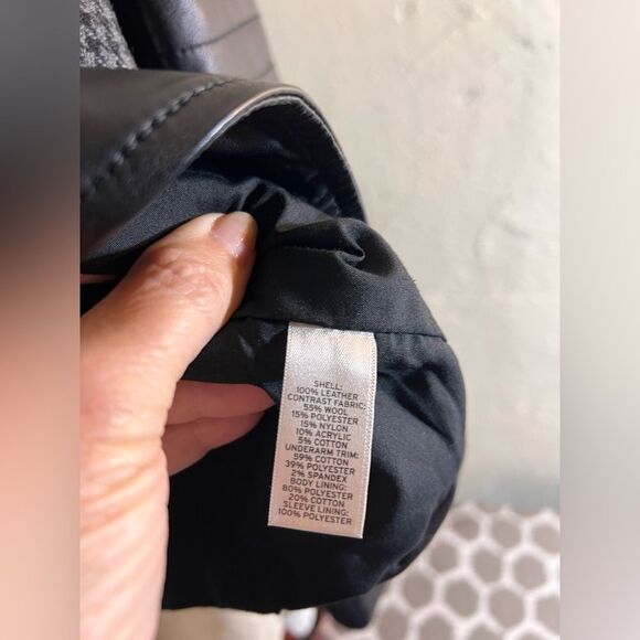 Trouve Black Quilted Bomber Jacket leather houndstooth zip up moto classic S - Picture 14 of 15